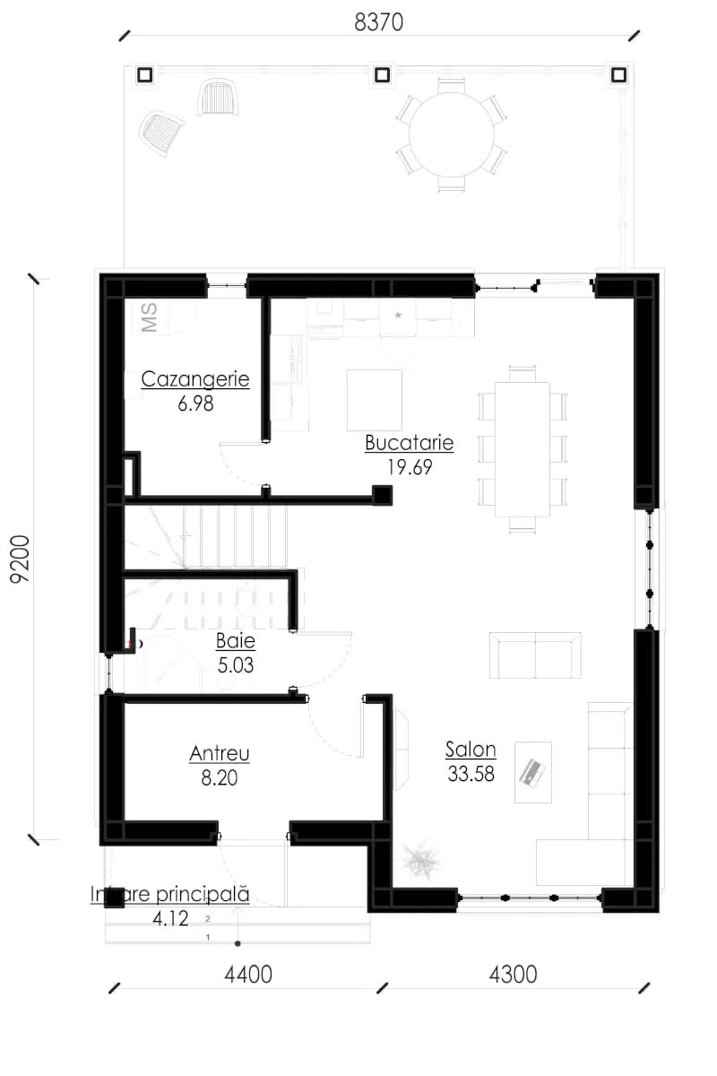 Casă de locuit individuală cu 2 niveluri / P+E / stil neoclasic / 140.45m2 / proiecte / 3D /arhitect foto 5