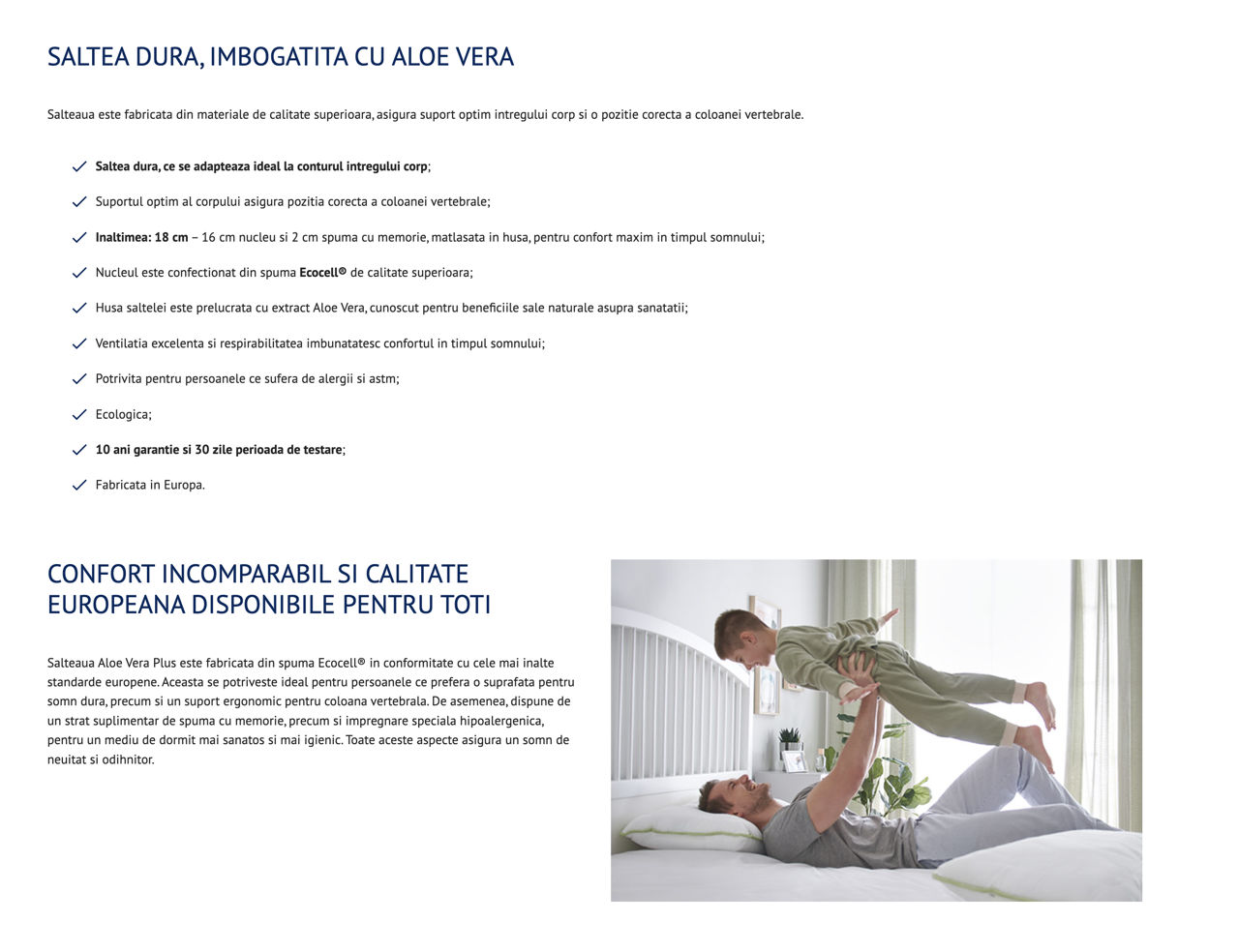 Dormeo - saltea aloe vera plus 9/10 (ortopedica, hipoalergenica, garantie 10 ani), 180x200 cm, 18 cm foto 3