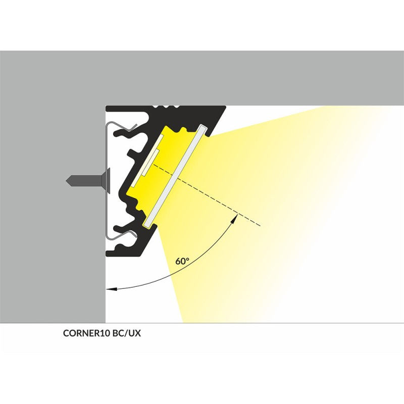 Profil din aluminiu de colt corner 10 pentru banda led - anodizat 2m - set complet profilul led de c foto 1