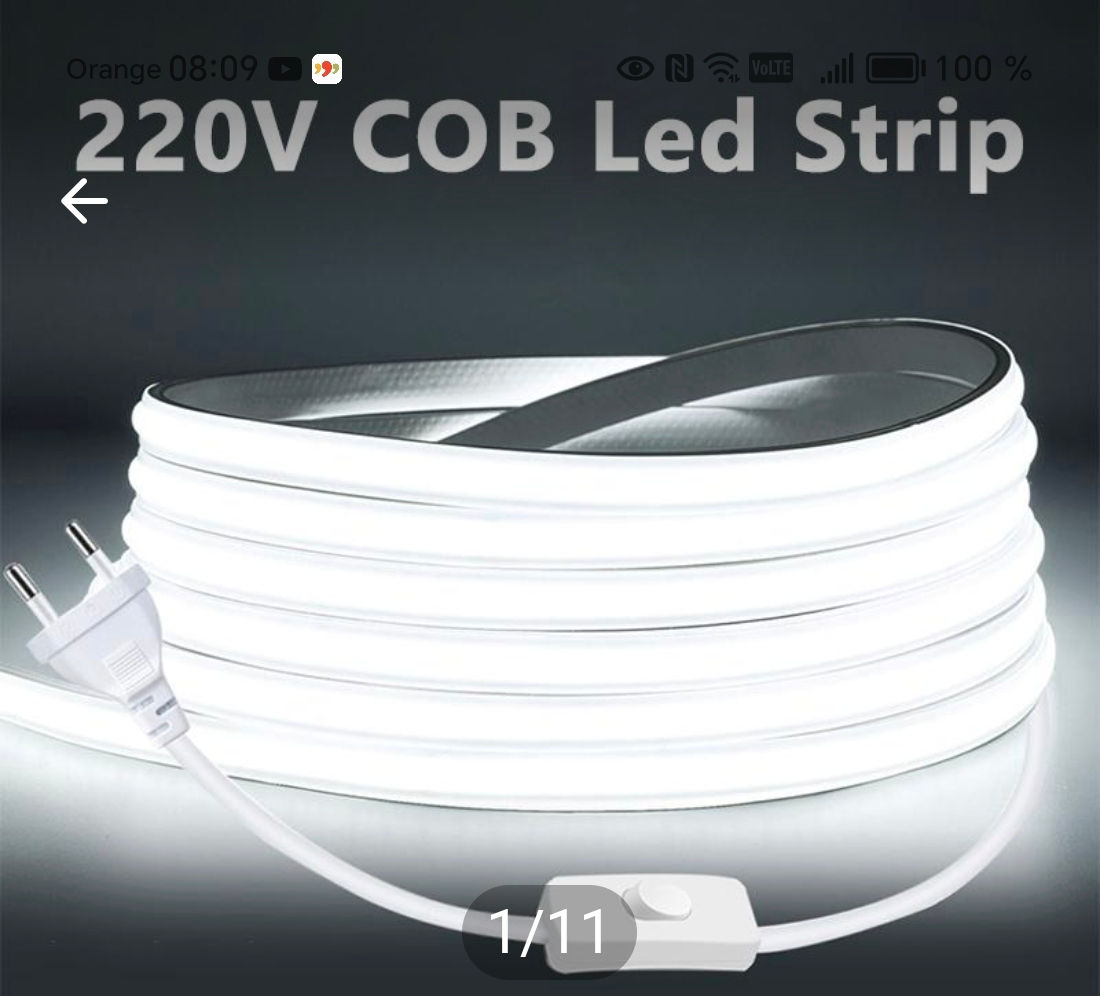 Banda led 220V COB,alb,alb-cald,albastru,rosu,verde. foto 7