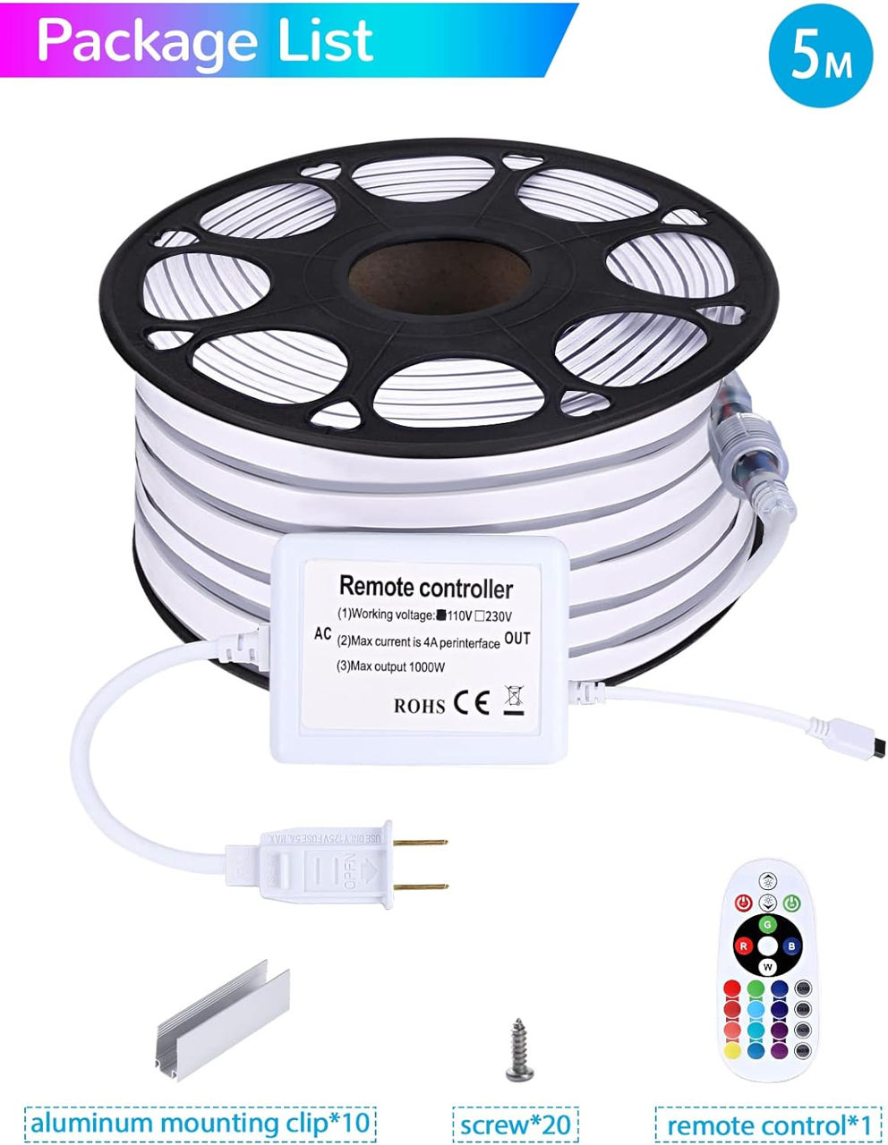 VDKK 5м  RGB светодиодная неоновая лента-AC100-240V foto 0