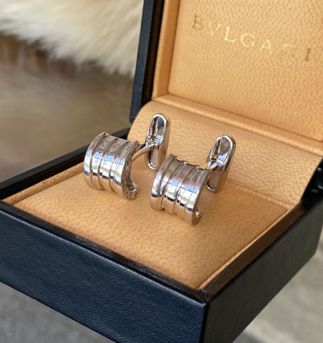 Запонки Bvlgari, оригинал , Butoni Bvlgari , Bvlgari B.ZERO1 Sterling Silver Cufflinks фото 8