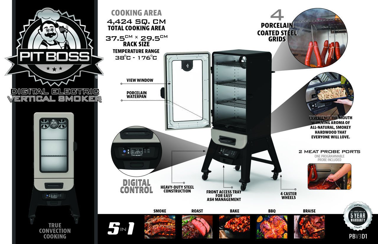 Afumătoare verticală electrică PBV3D1, Pit Boss digital electric smoker коптильня смокер foto 1