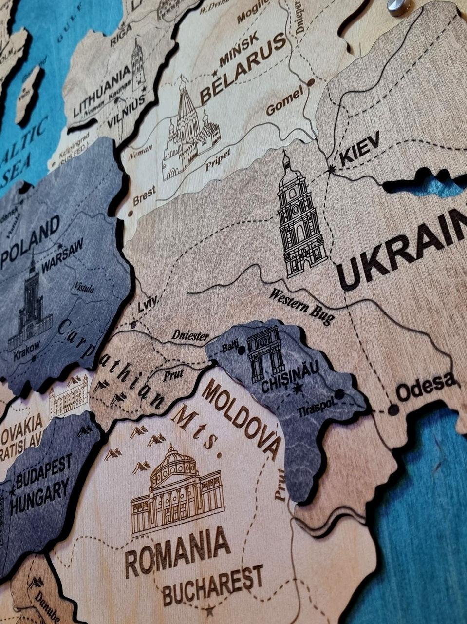 Карта Европы из дерева / Harta Europei din lemn foto 4