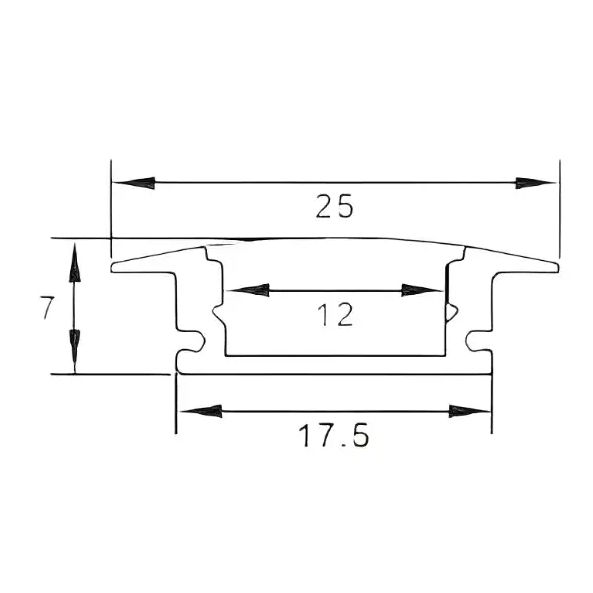 Mortar profil aluminiu (incorporat) 3 metri 25x7mmx3m pentru banda LED cu difuzor alb Descriere Prof foto 5