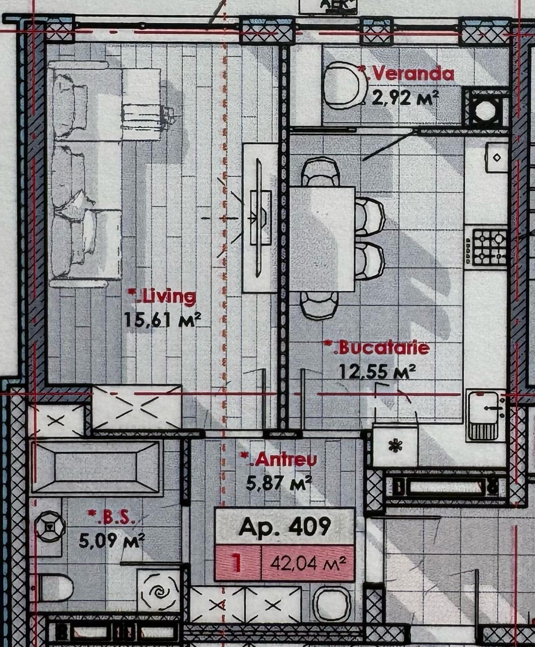 Apartament cu 1 cameră, 42 m², Telecentru, Chișinău foto 1