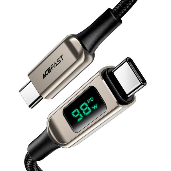 Acefast C6-03 Cablu De Date De Încărcare Împletit Cu Afișaj Digital Din Aliaj De Zinc De 100 W Usb-c foto 0