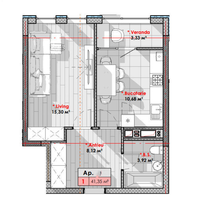 Apartament cu 1 cameră, Telecentru, Chișinău, Chișinău mun.