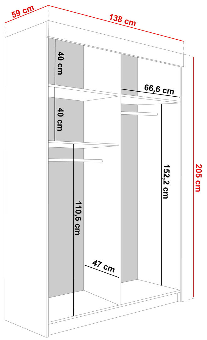 Dulap-cupe Prime Furniture Bill 138x205x59 foto 3