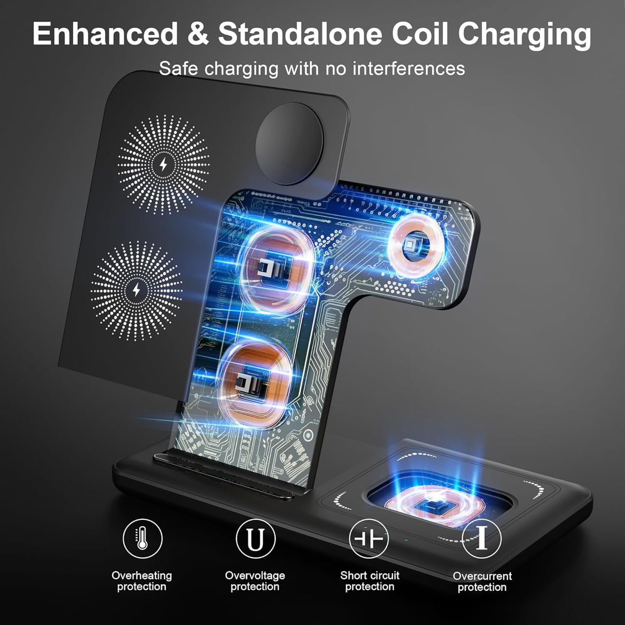 Incarcator Wireless 3 in 1 iPhone Apple Watch 15W foto 5