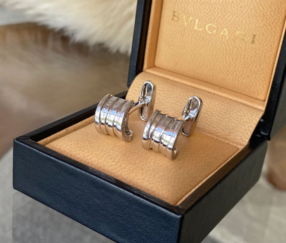 Запонки Bvlgari, оригинал , Butoni Bvlgari , Bvlgari B.ZERO1 Sterling Silver Cufflinks фото 7