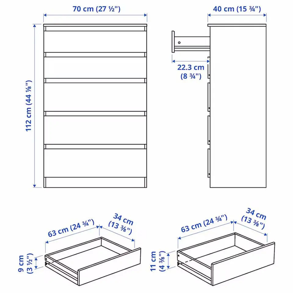 Comodă cu 5 sertare IKEA 70x112 - Livrare în toată Moldova! foto 2