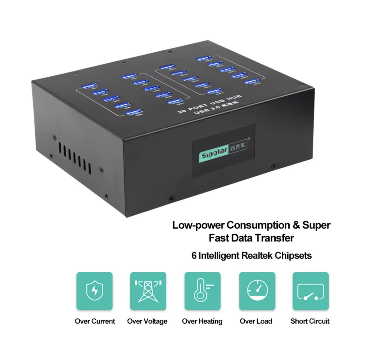 Sipolar A213P Hub 5Gbps 20 Ports USB3.0 foto 5