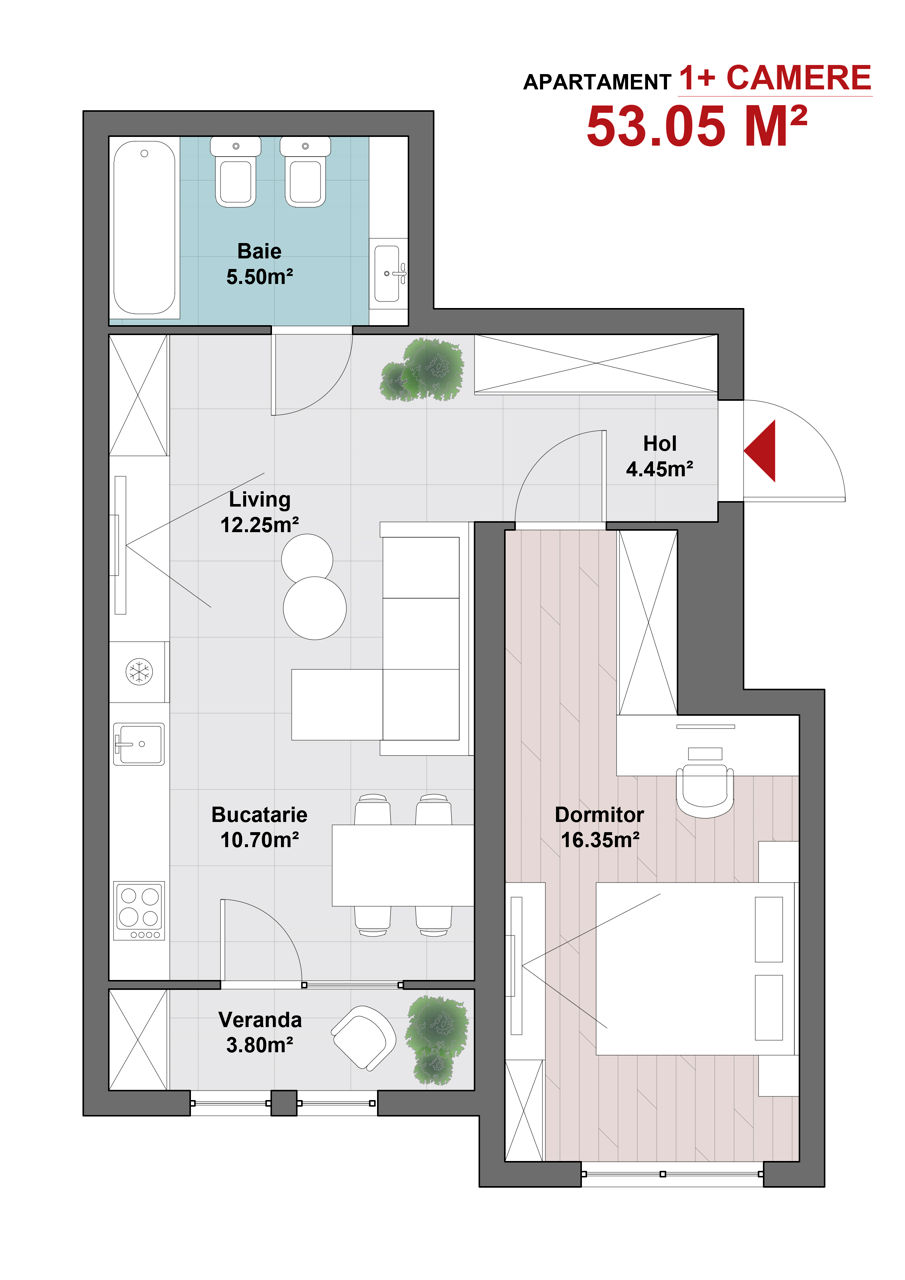 Apartament cu 1 cameră, 53 m², Botanica, Chișinău