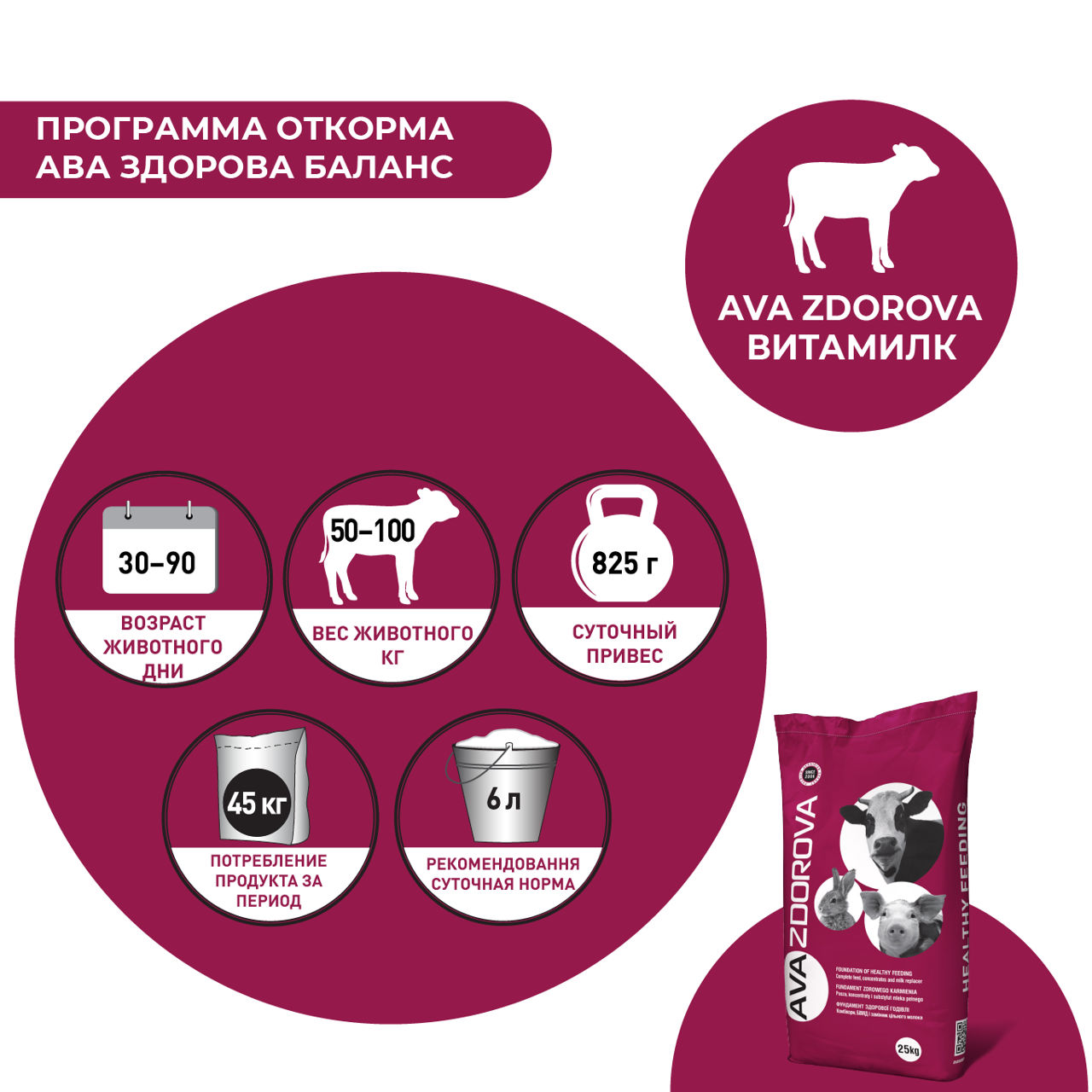 Îli Pentru Viței Ava Zdorova Vitamilk. 25kg foto 4