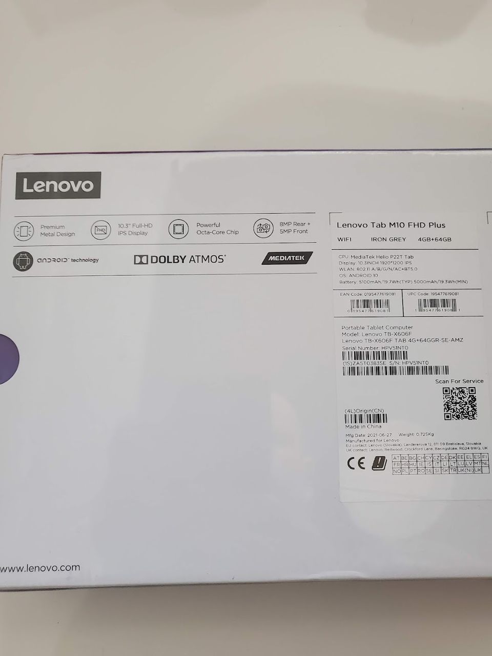 Новый Lenovo Tab M10 Plus TB-X606F 10.3" FullHD / 4Gb/ 64Gb