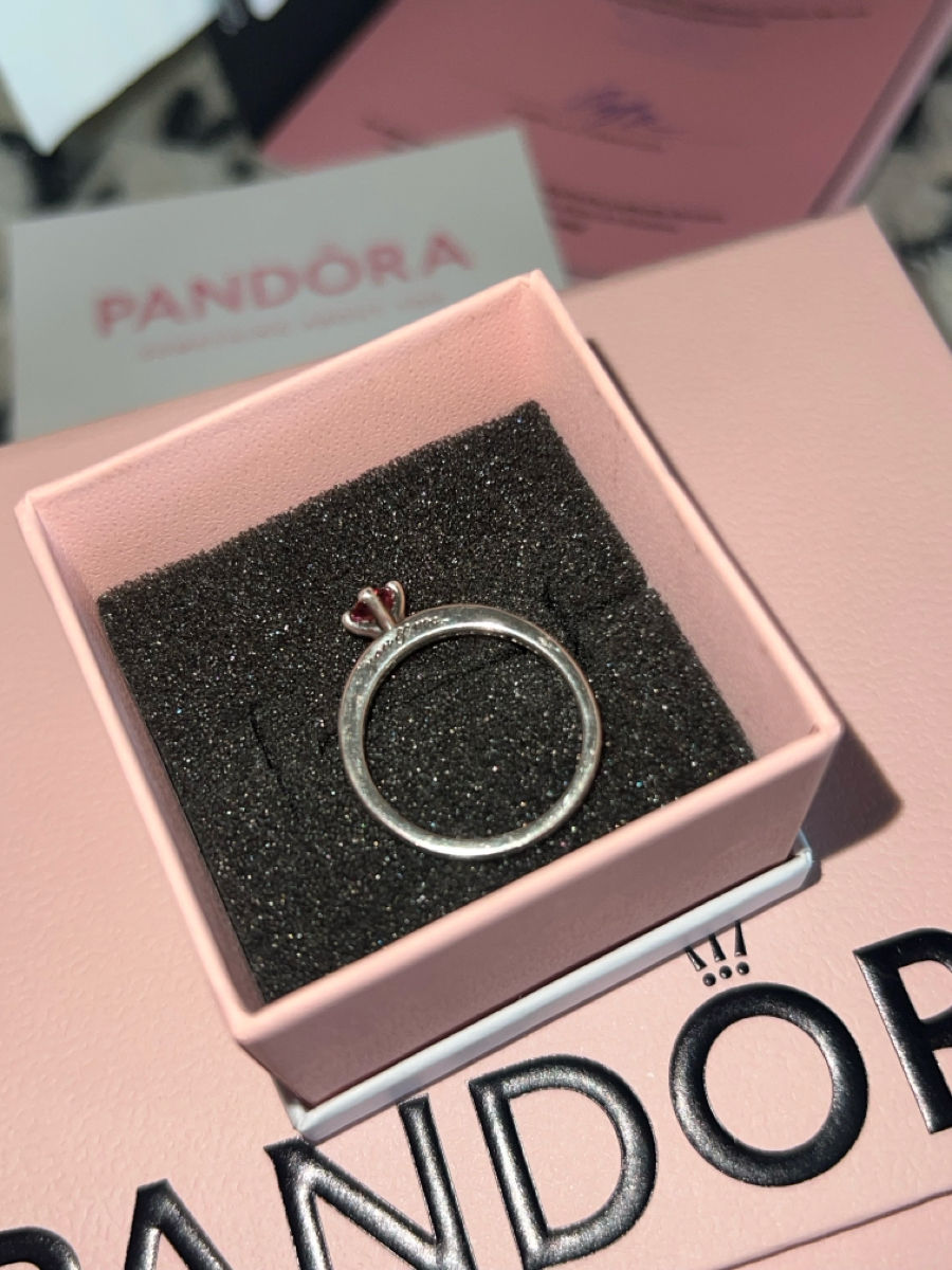 Inel Pandora original – Argint 925 cu piatră roz foto 2