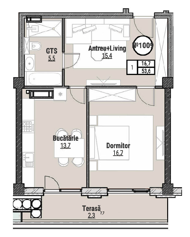 Apartament cu 1 cameră,  Durlești,  Chișinău,  Chișinău mun. foto 1