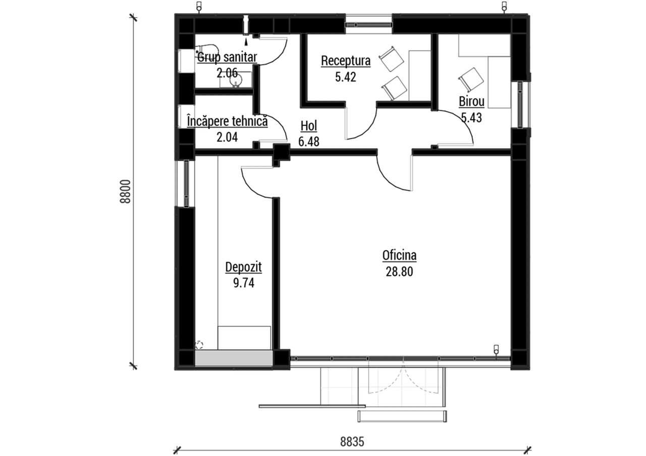 Farmacie / 83m2 / P / renovări / construcții / reconstrucții / schițe / arhitect / proiectant / 3D foto 2