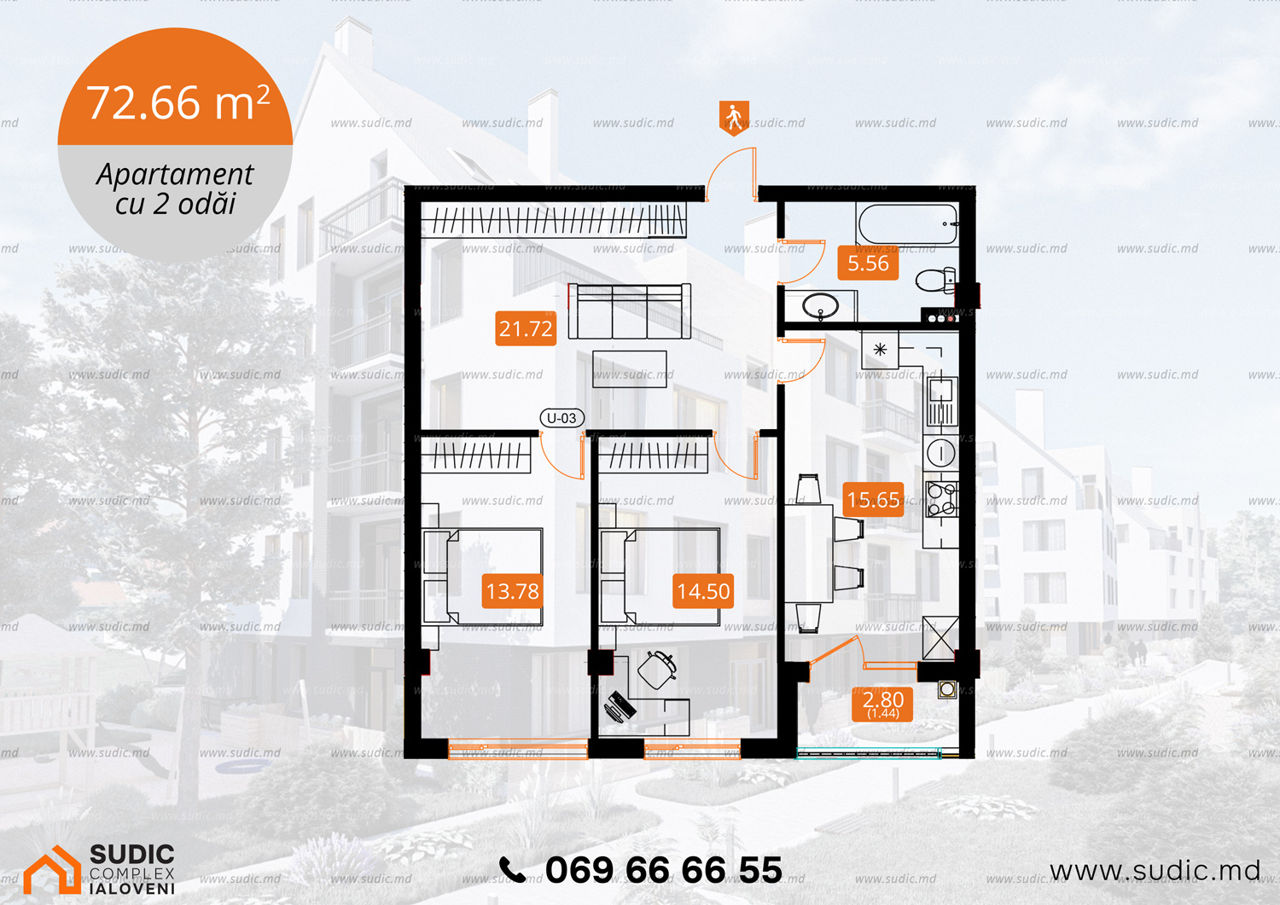 Apartament cu 2 camere,  Centru,  Ialoveni,  Ialoveni foto 2