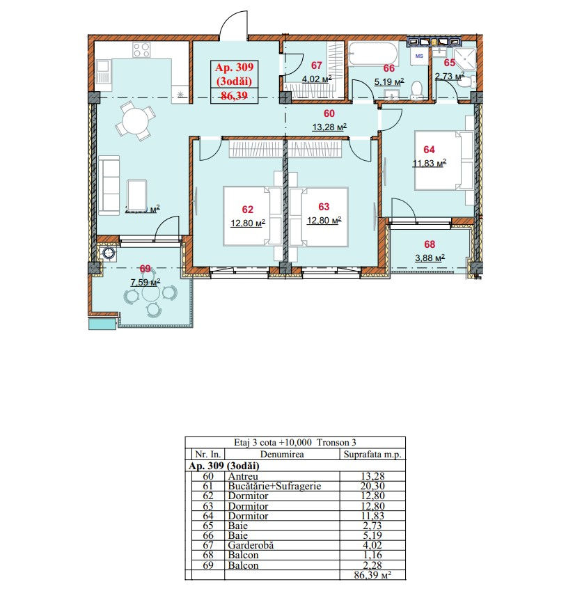 Apartament cu 3 camere,  Botanica,  Chișinău,  Chișinău mun. foto 11