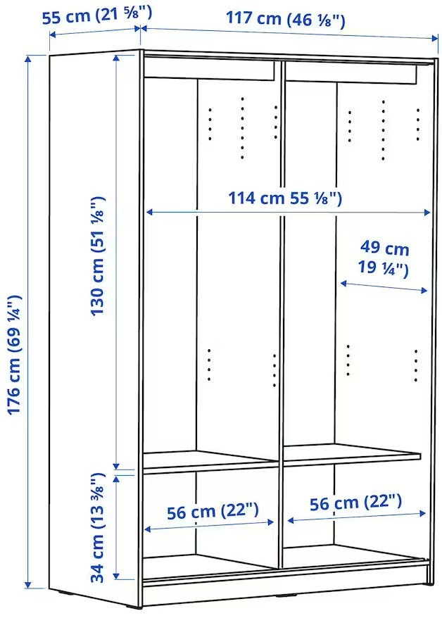 Dulap Cupe Ikea Rakkestad 117x55х176 Negru-Maro foto 4