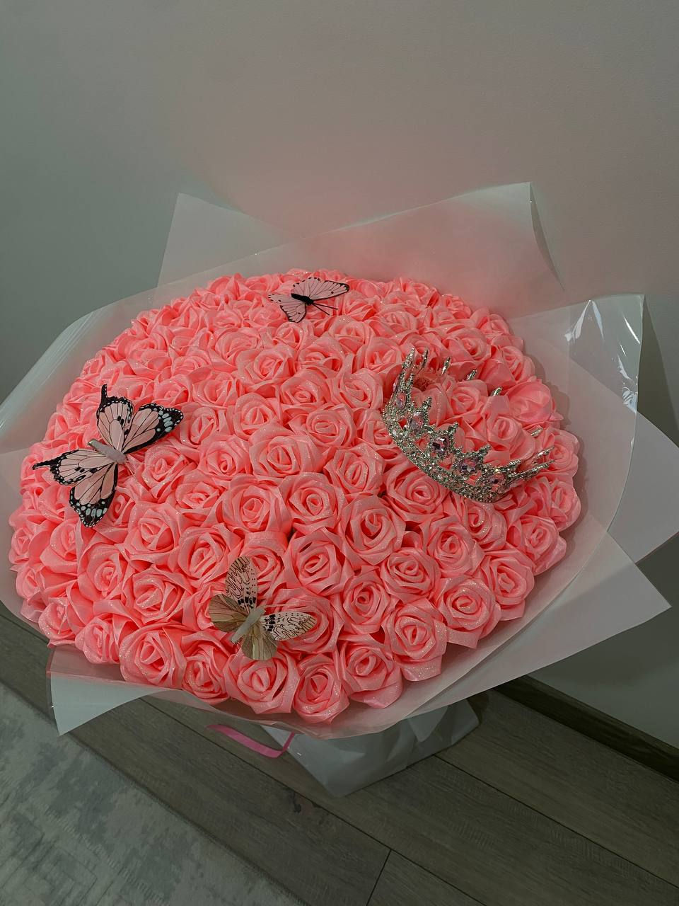 Buchet trandafiri roz/handmade  foto 0
