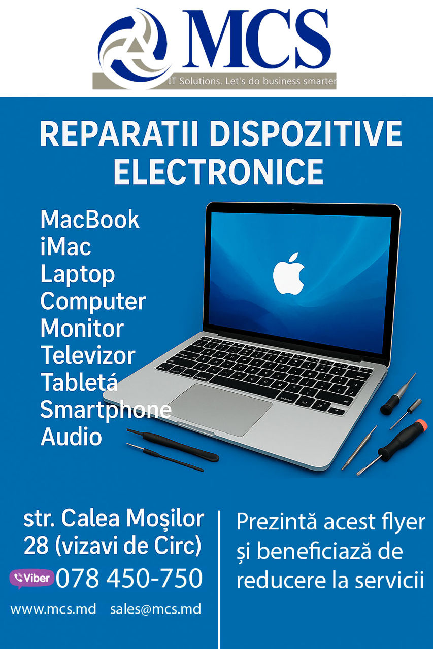 Reduceri! Reparatie cu garantie 6 luni: MacBook, iMac, Notebook, Monitor, TV, Smartphone, Audio foto 0