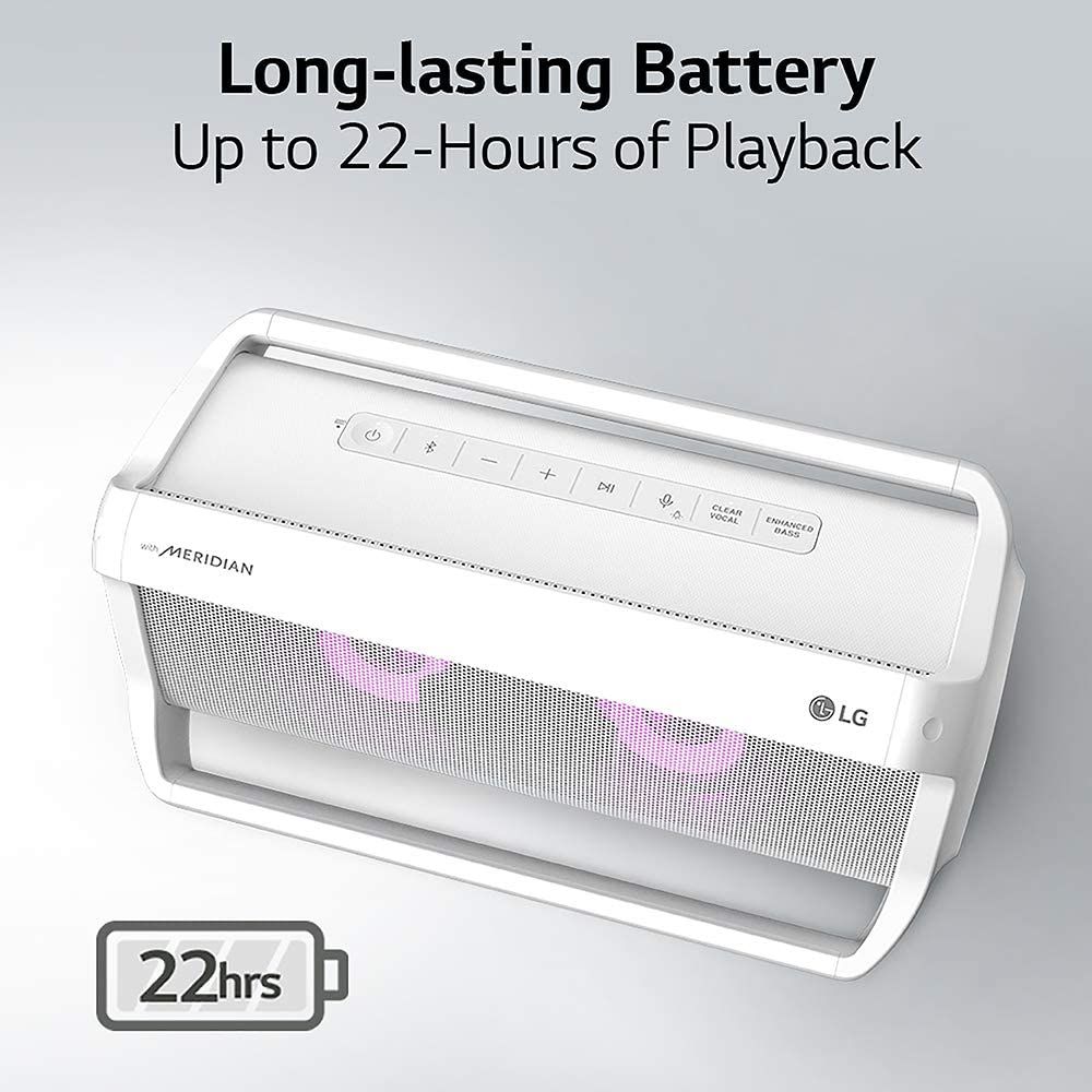 LG PK7W Xboom Go Water-Resistant Wireless Bluetooth Party Speaker with Up To 22 Hours Playback - Whi foto 3