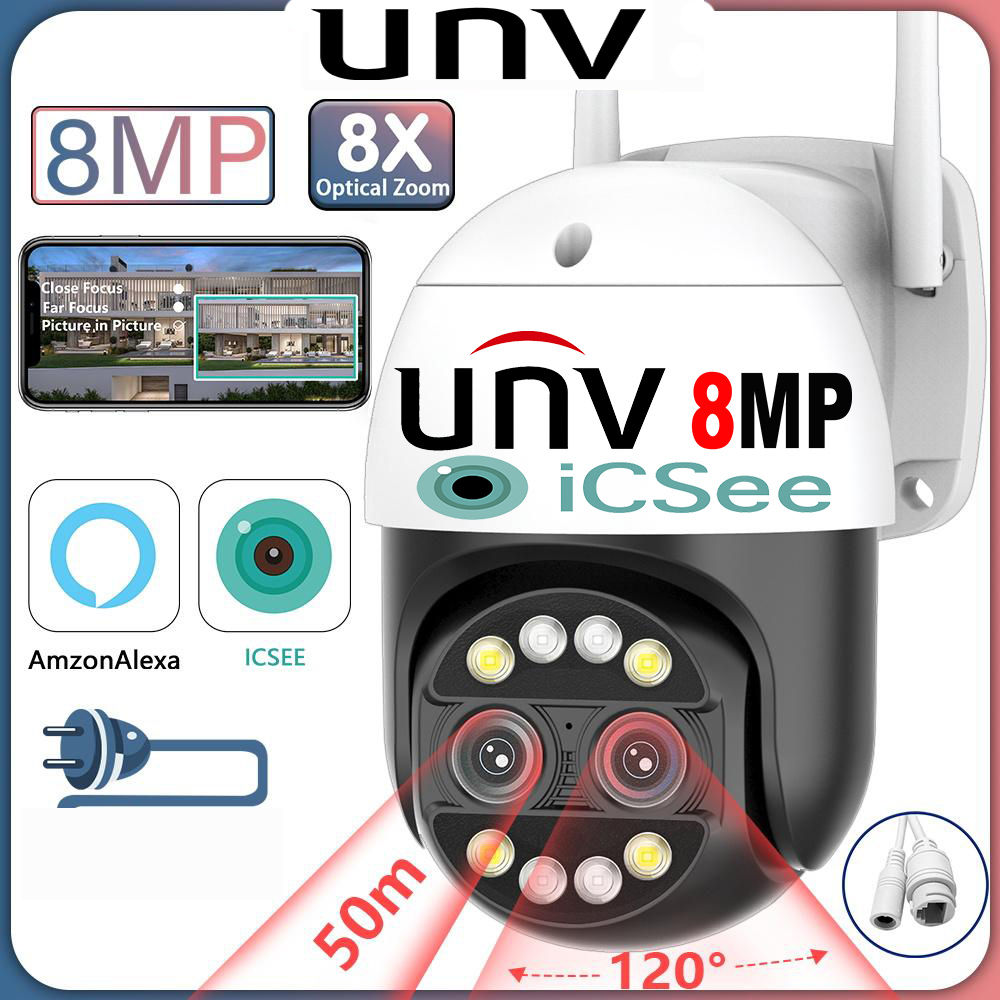 8MP Camera IP 2in1 WiFi 4k UNV 8x Zoom, Robot: mic., sirena, dinamic livrare toata Moldova foto 1