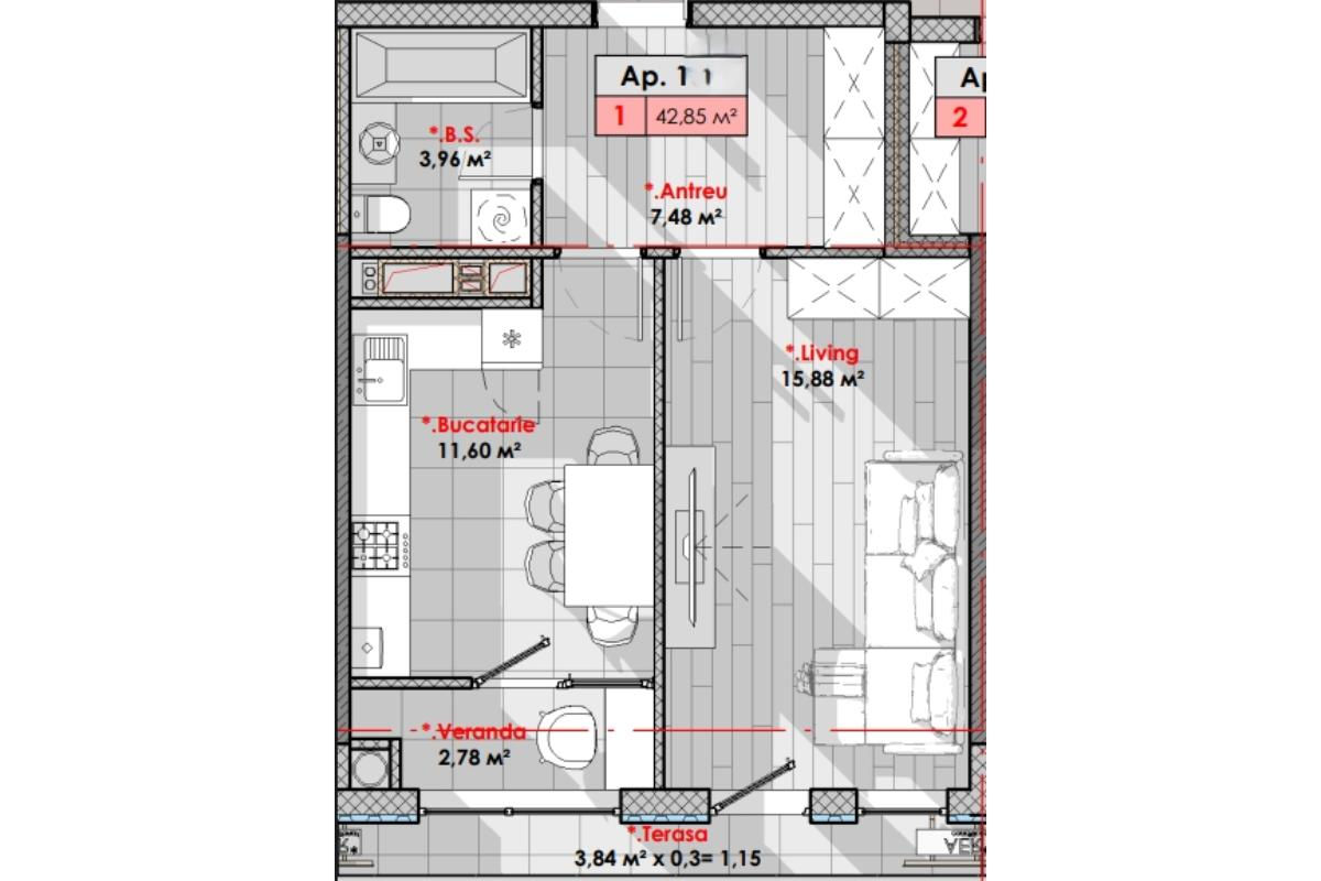 Apartament cu 1 cameră,  Telecentru,  Chișinău mun. foto 2