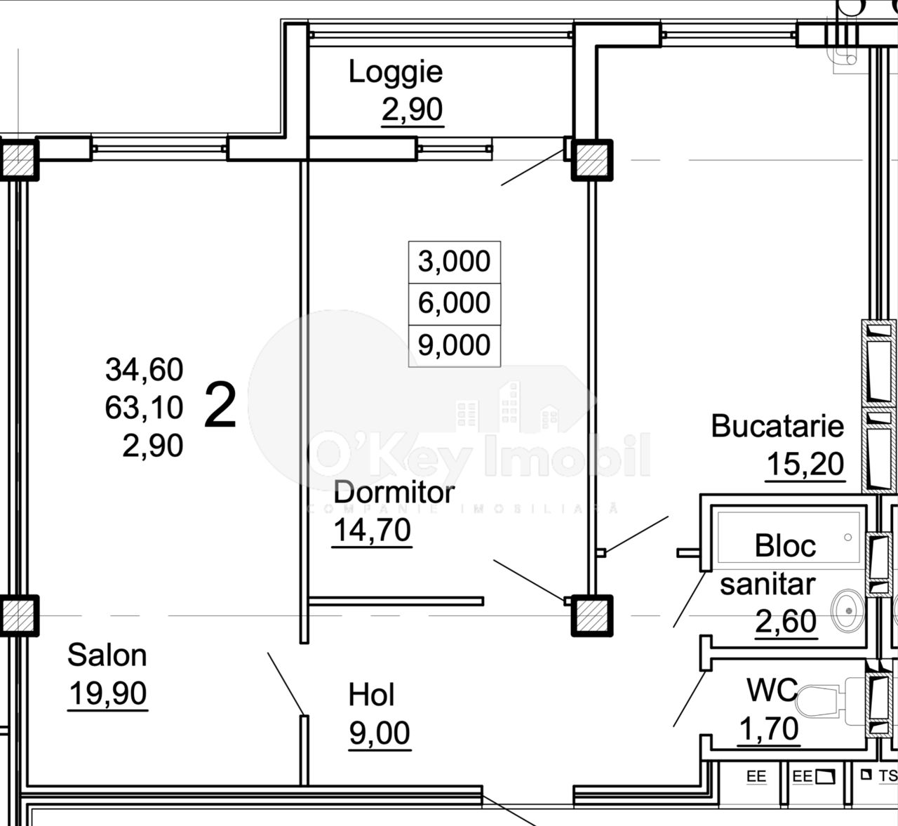 Apartament cu 2 camere, 66 m², Centru, Cojușna, Strășeni foto 1