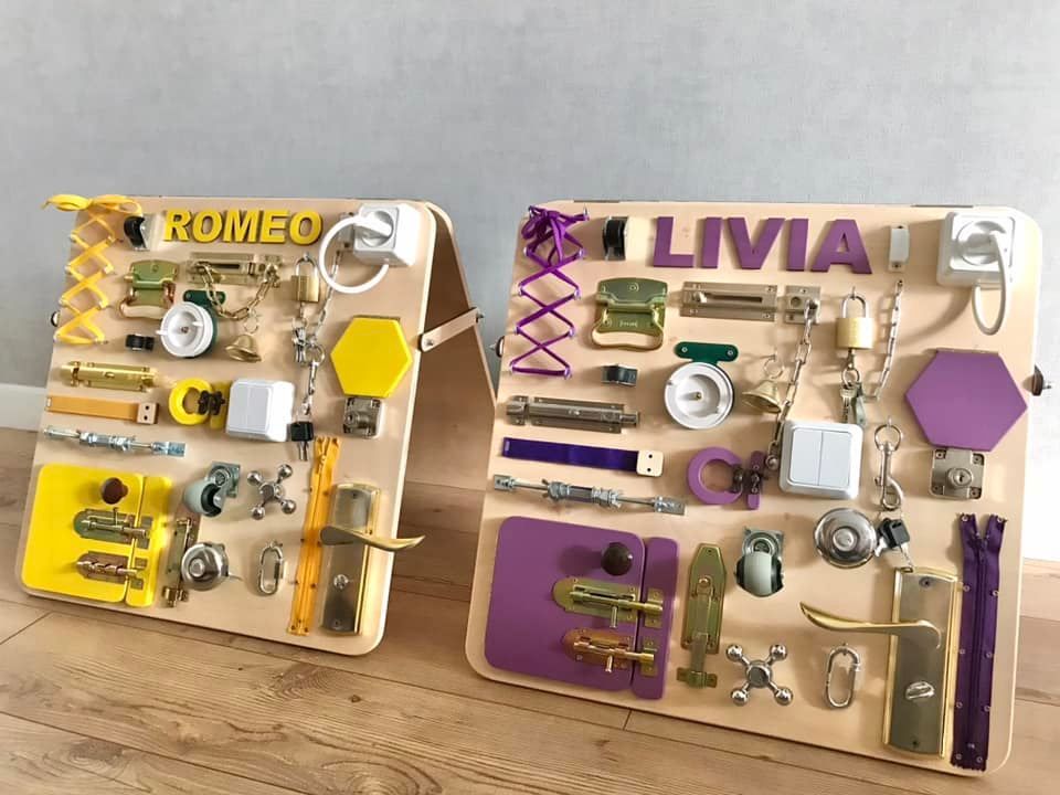 Развивающая доска Busy board, Доска Монтессори, Бизиборд, Tabla activitati dezvoltare motorica foto 0