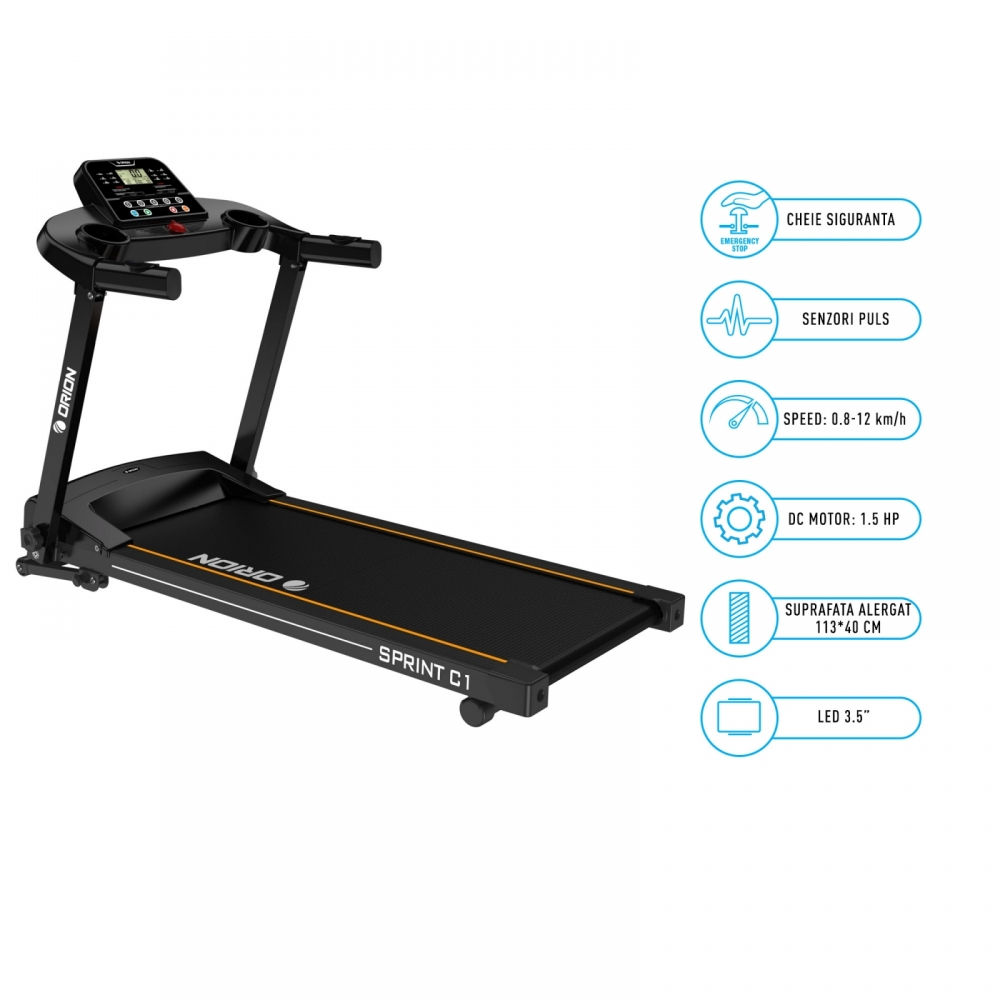 Banda De Alergat Electrica Orion Sprint C1,  Bluetooth Fitshow/kinomap/zwift Viteza Maxima 12 Km/h foto 4