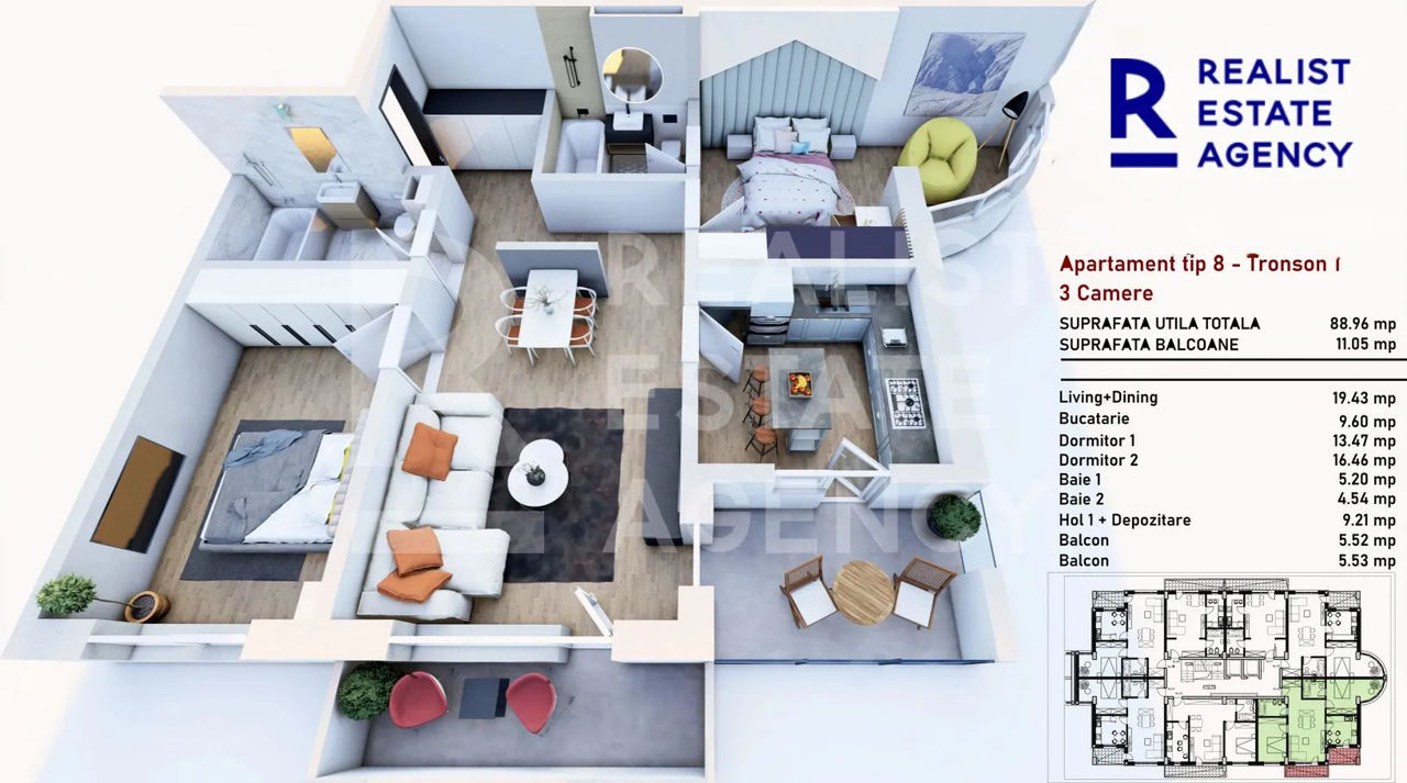 Apartament cu 3 camere de vânzare, Brașov foto 4