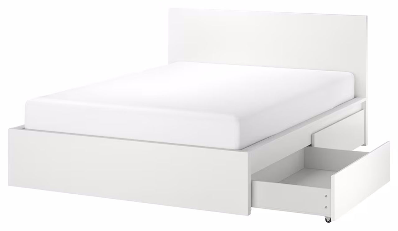 Pat Ikea Malm/Luroy cu cutii de depozitare 180x200 foto 2