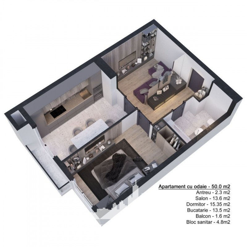 Apartament cu 1 cameră, 50 m², Telecentru, Chișinău foto 1