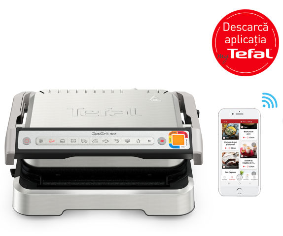 Gratar electric tefal optigrill 4in1 gc774d30,2100W, 9 programe de gatire automate, tava pentru cupt foto 4