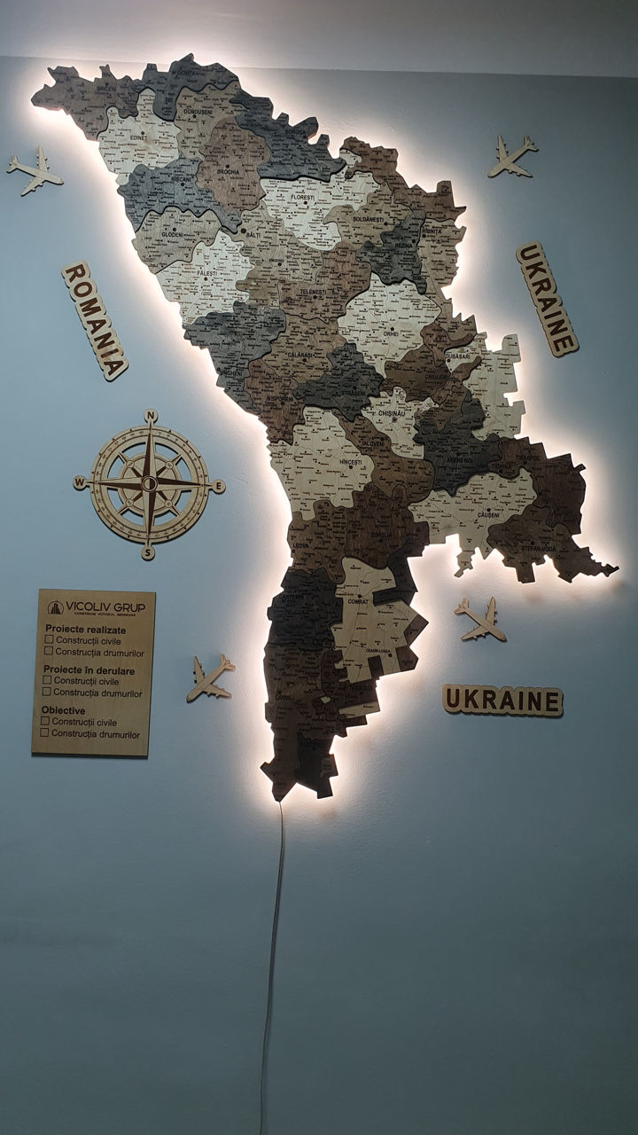 Карта молдовы из дерева / harta moldovei din lemn foto 2