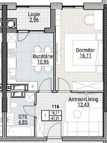 Apartament cu 1 cameră, Telecentru, Chișinău, Chișinău mun.