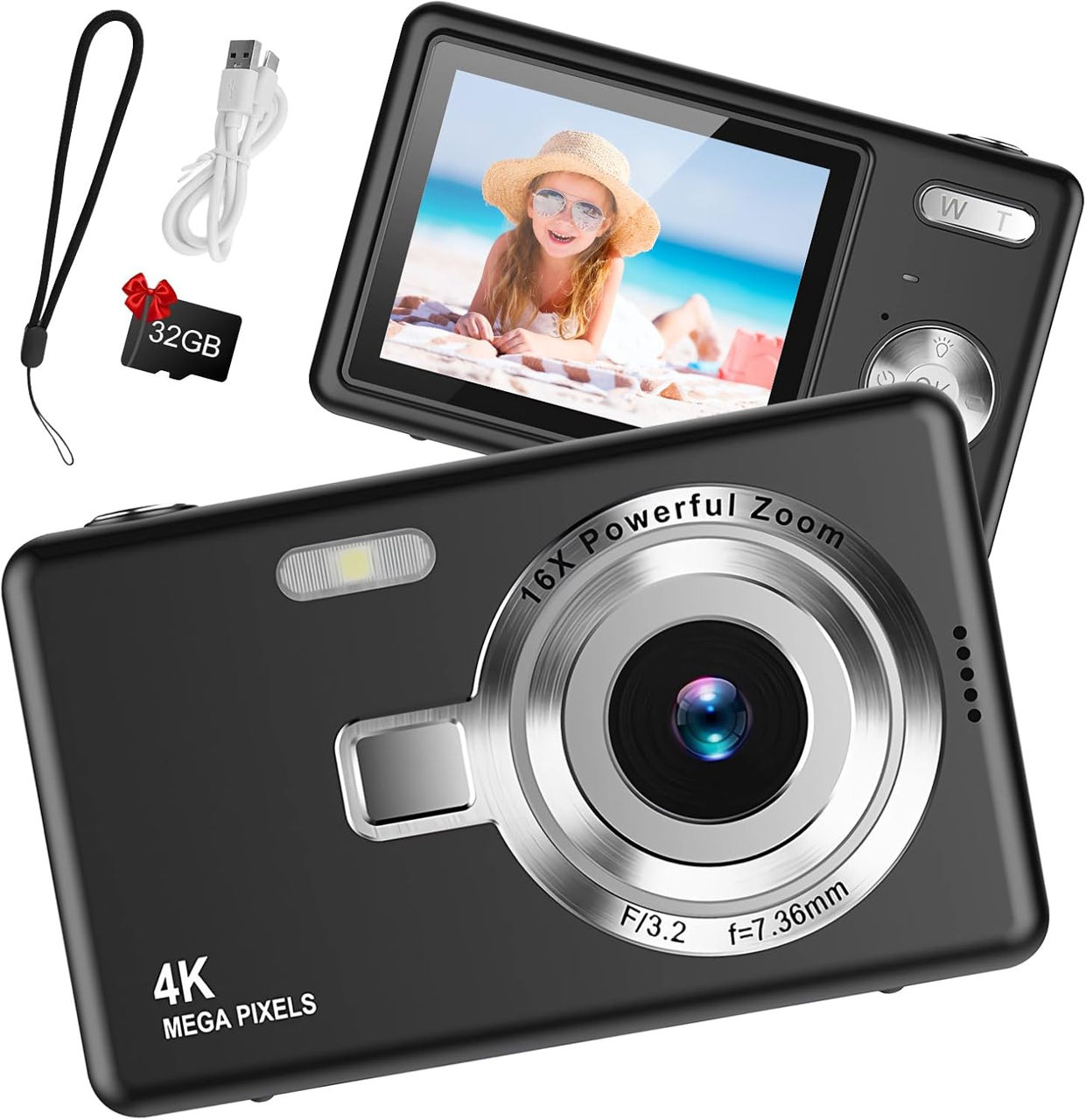 Aparat foto digital 1080P FHD Компактная камера 44 МП с 2,4-дюймовым ЖК ...