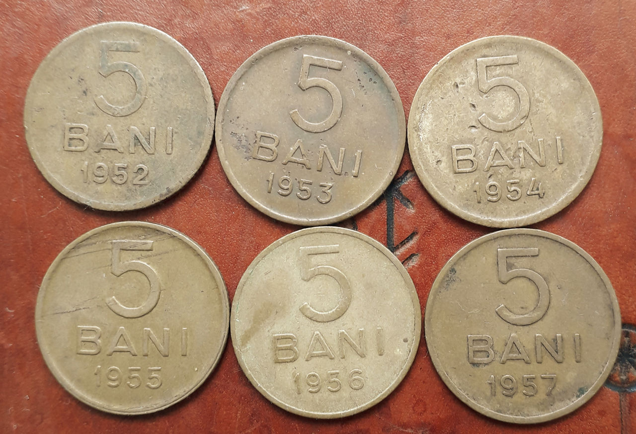 Lot monede 5 Bani ( 1952 - 1957 ). foto 2