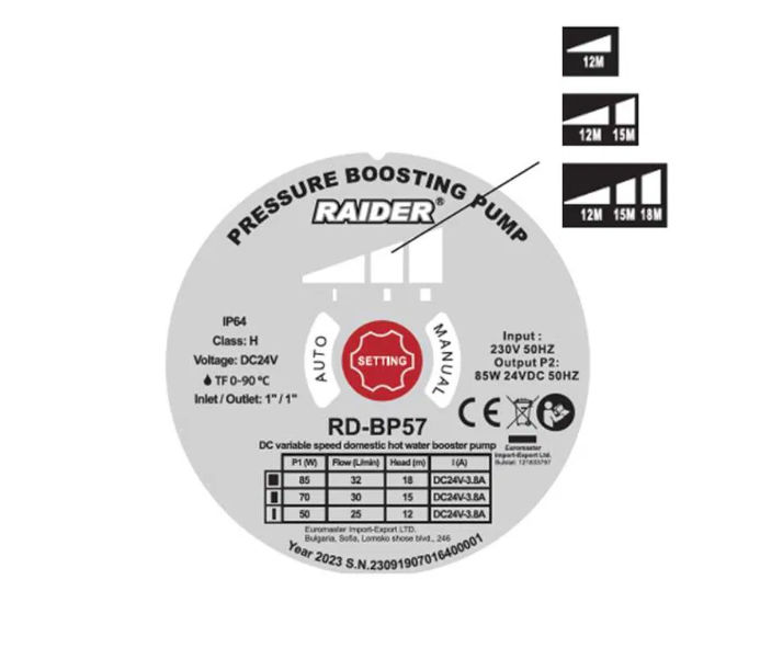 Pompă de presiune Booster Raider RD-BP57, Euromaster.MD foto 1