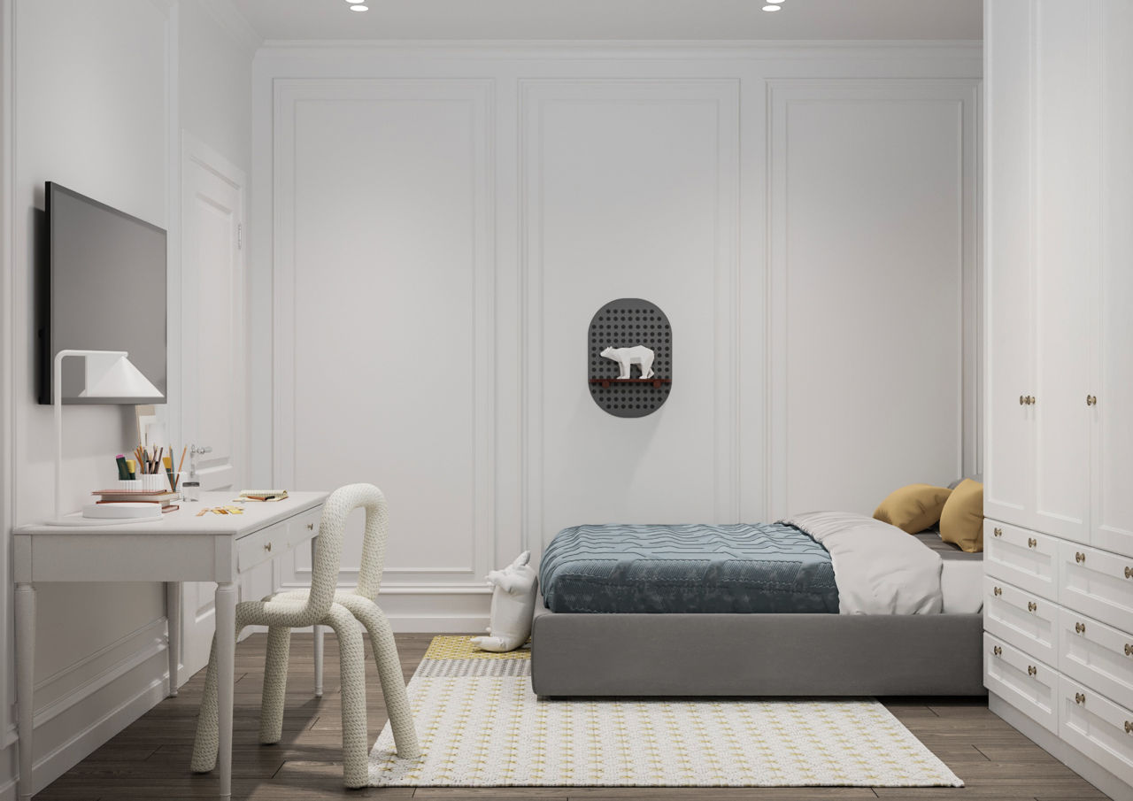 Design interior/stil neoclasic/ Parter /112m2/apartament cu 3 dormitoare/construcții/ 3D/ proiecte foto 12