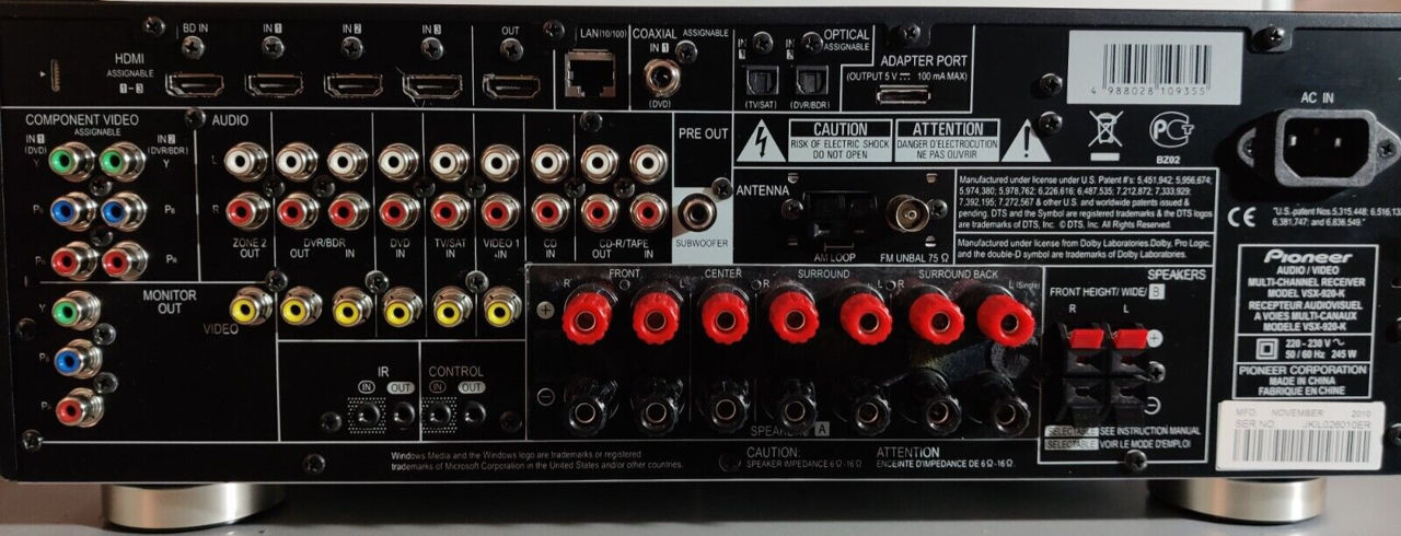Quality Receiver Pioneer VSX-920 7x140 watt, hdmi, usb/iPod, internet radio, pure direct, zone 2 foto 14