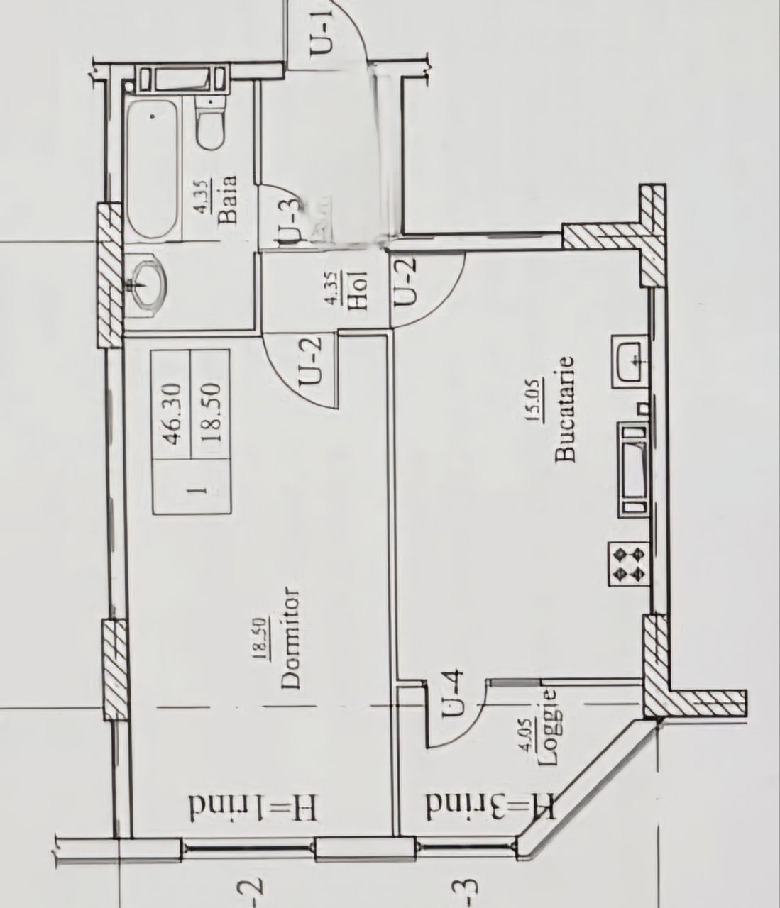 Apartament cu 1 cameră, 46 m², Buiucani, Chișinău foto 3