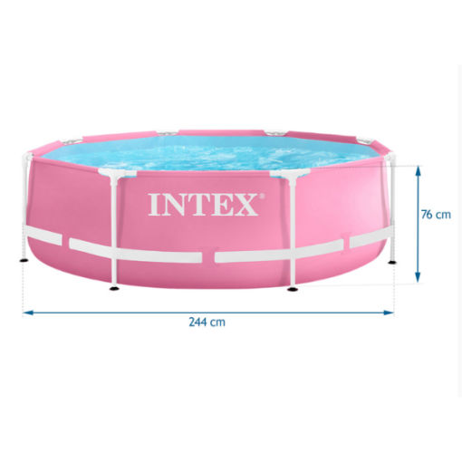 Intex Бассейн Pink Metal Frame 244х76 см, 2843 л, металлический каркас фото 8