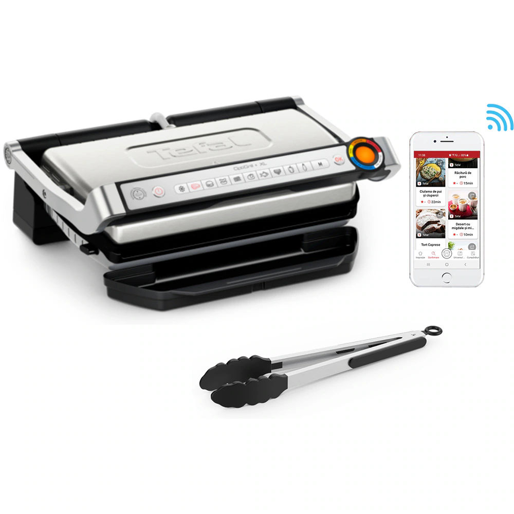 Gratar electric Tefal OptiGrill+ XL GC728D10, 2000W, 9 programe automate, argintiu-negru foto 0