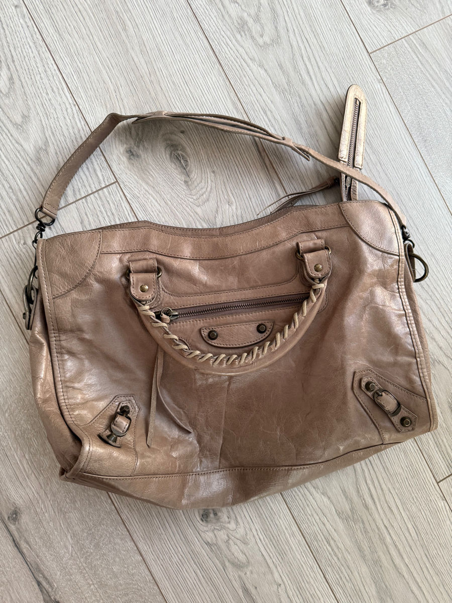 Balenciaga City Vintage Beige Leather Bag foto 0