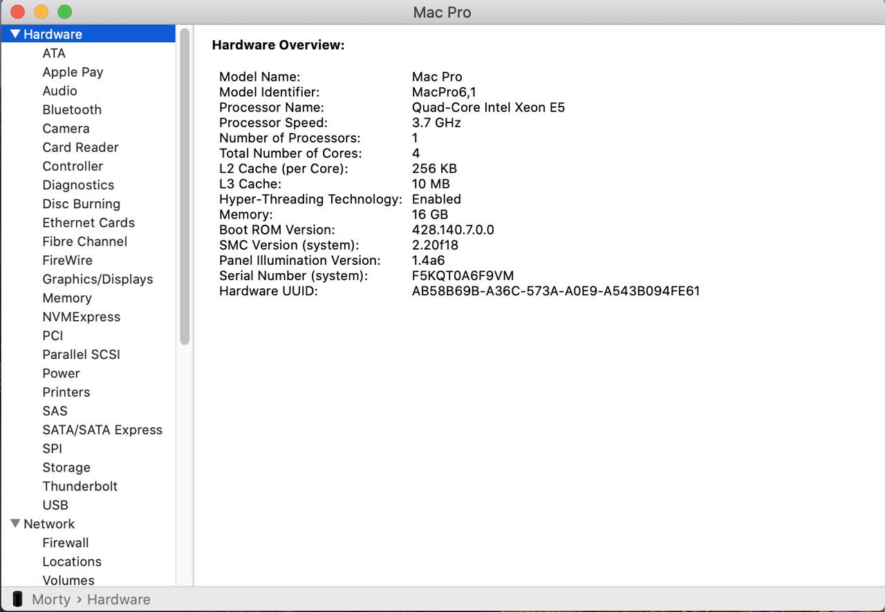 Apple mac pro trashcan intel xeon 4 core 8 threads 12gb ram 256 gb ssd